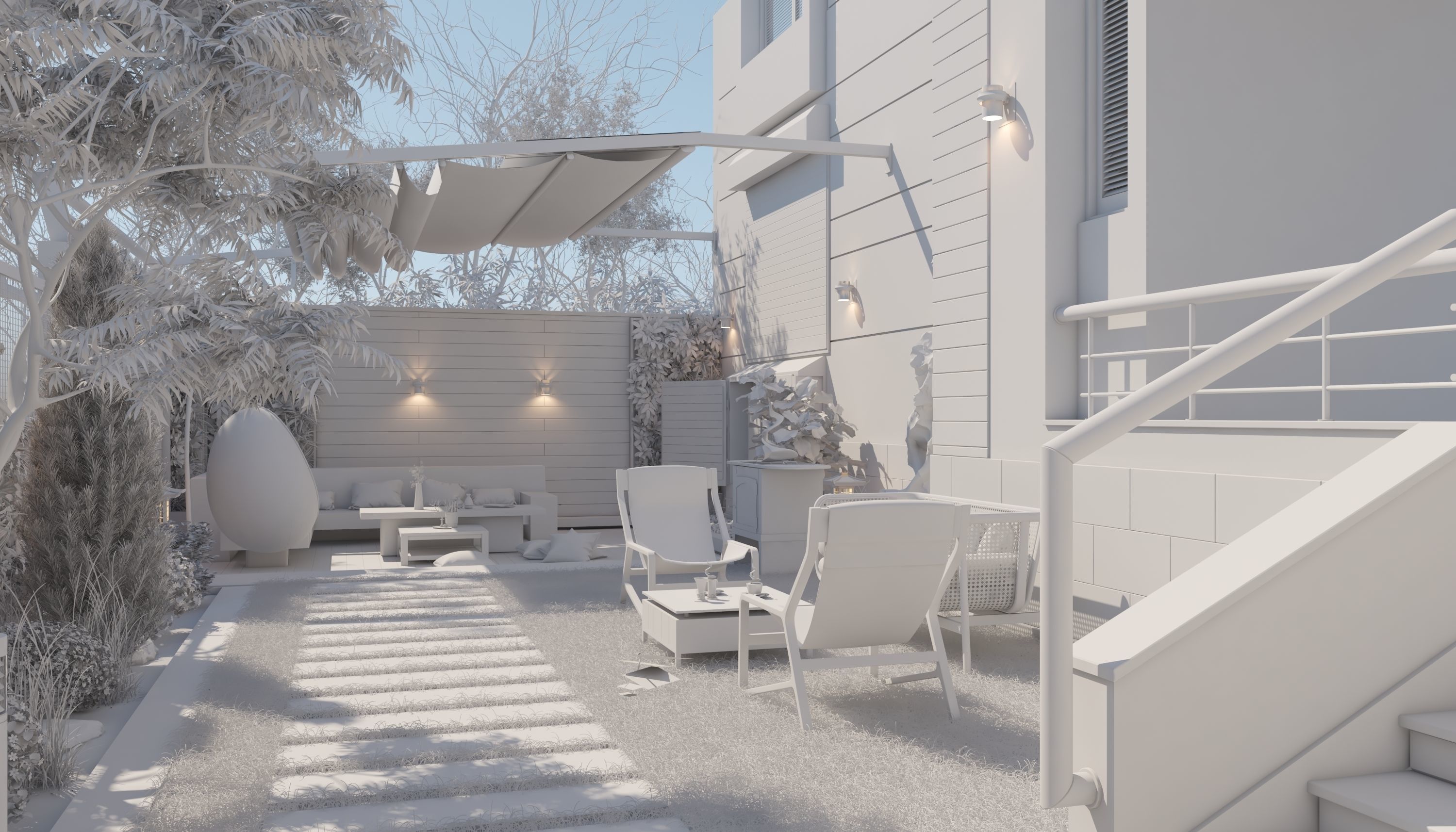 Villa garden landscape - 3D model 3D model_10