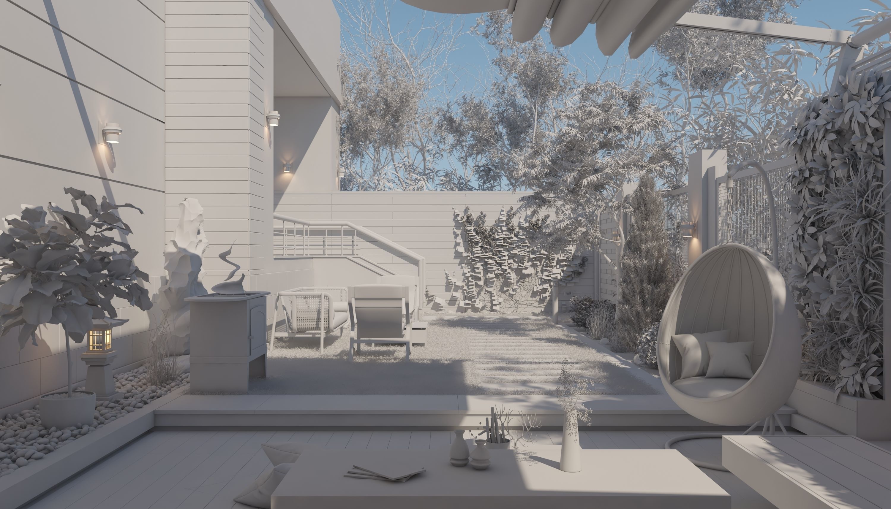 Villa garden landscape - 3D model 3D model_11