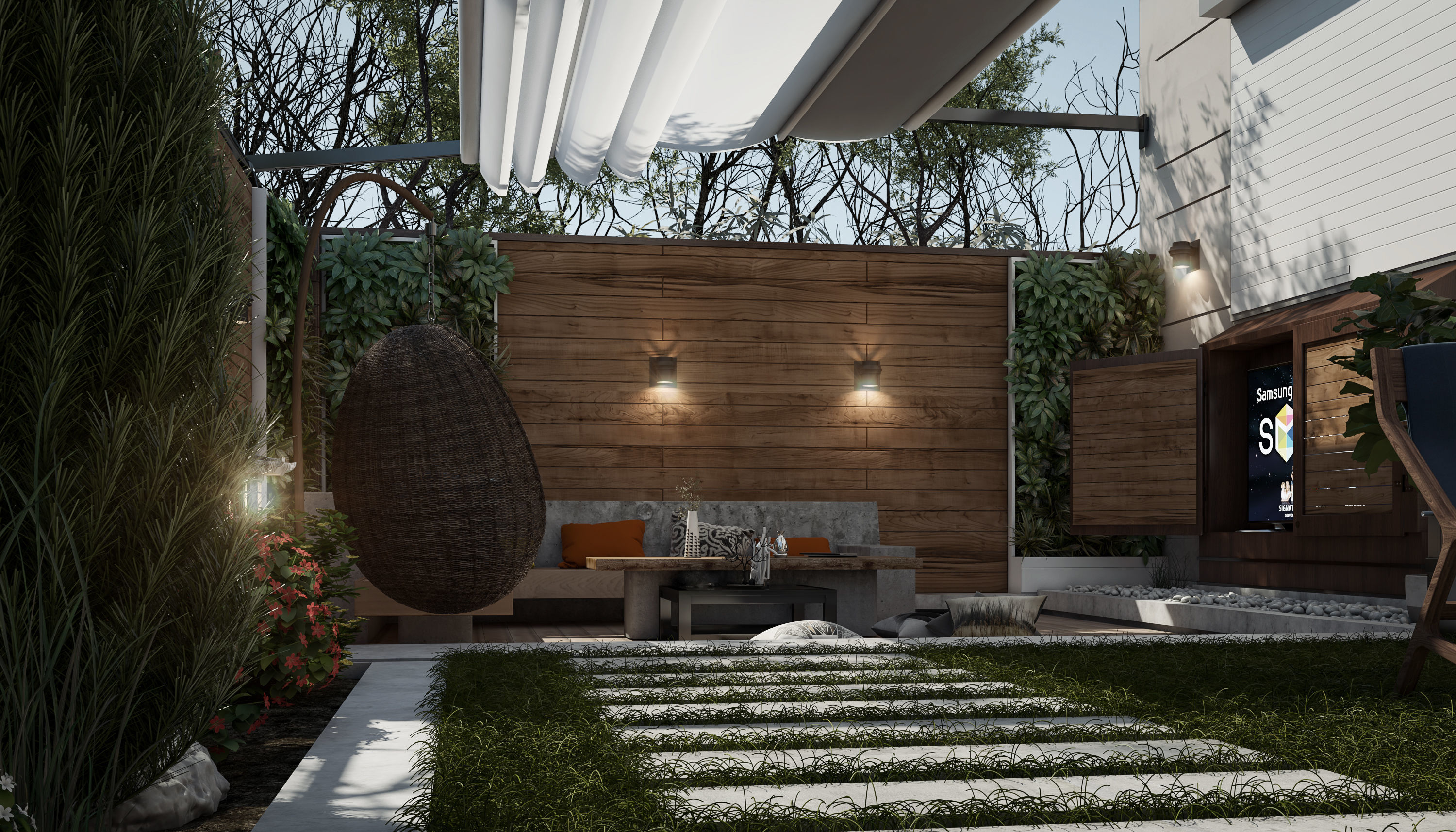 Villa garden landscape - 3D model 3D model_5