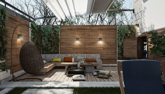 Villa garden landscape - 3D model 3D model 4