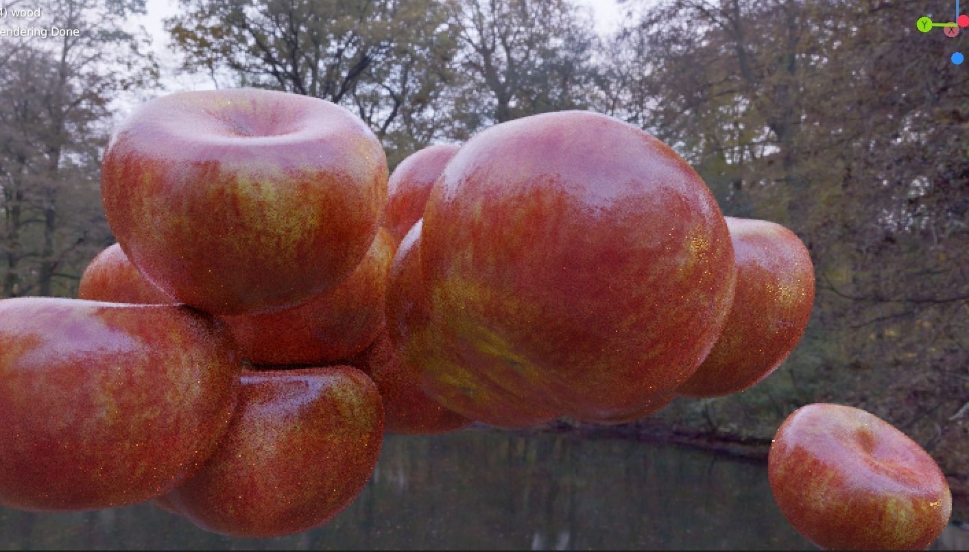 apple in a bronze bowl Free low-poly 3D model_6