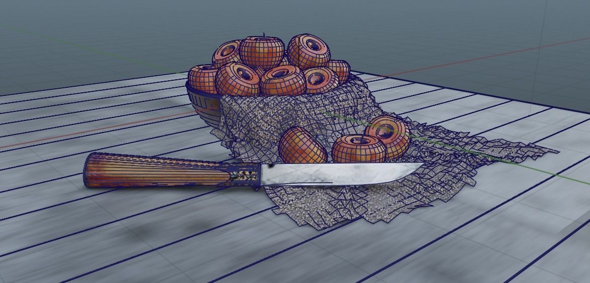 apple in a bronze bowl Free low-poly 3D model_3