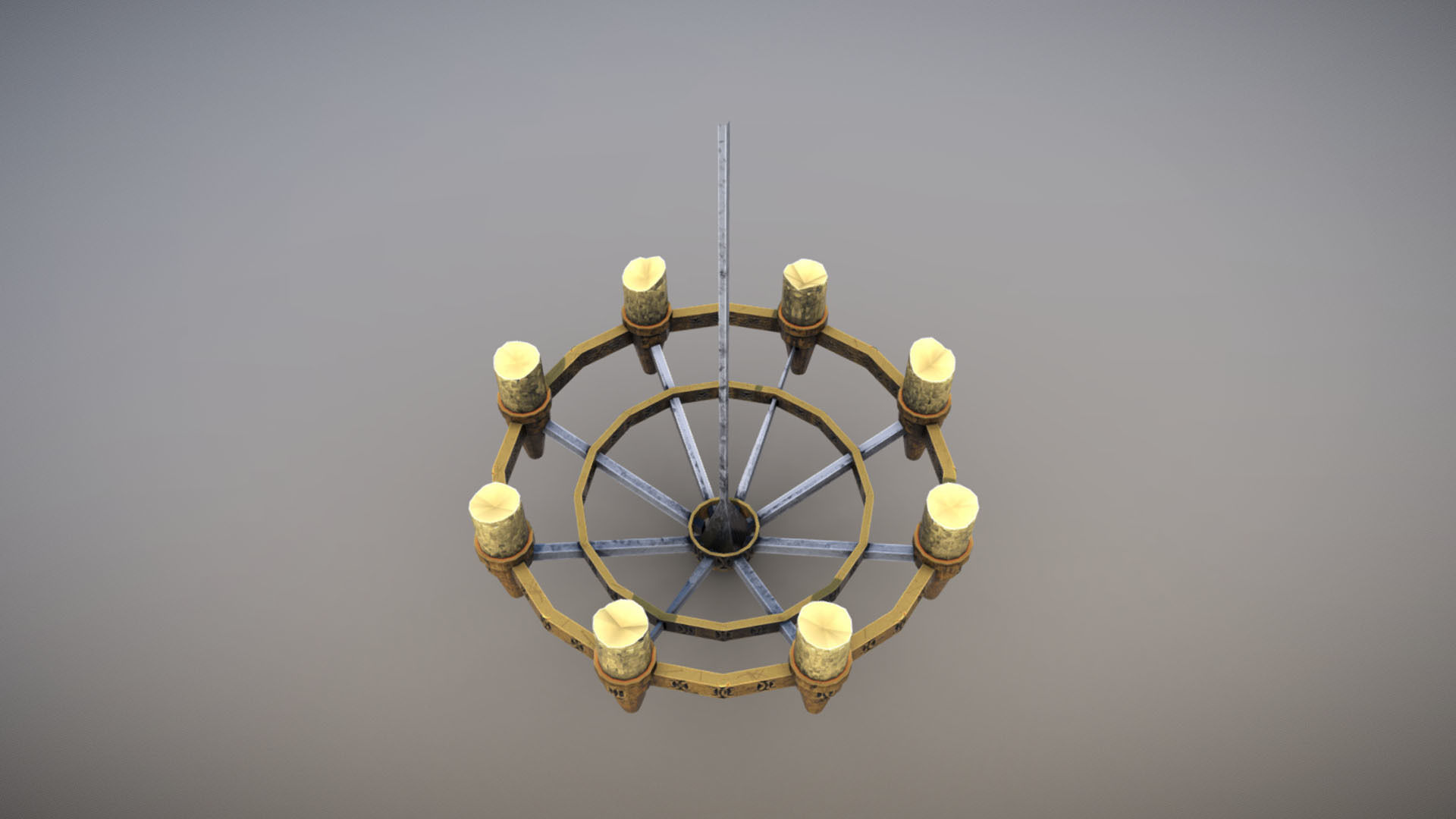 Chandelier wooden in sky Low-poly 3D model_4
