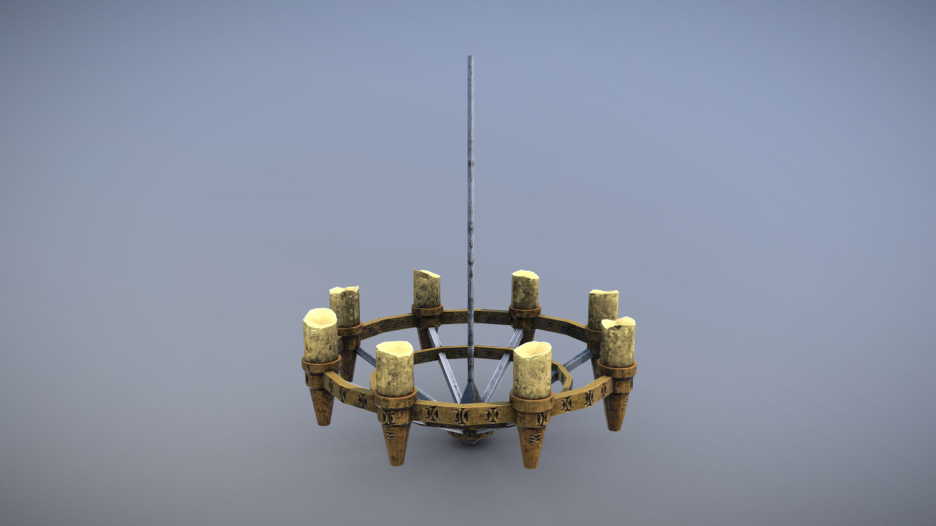Chandelier wooden in sky Low-poly 3D model_2