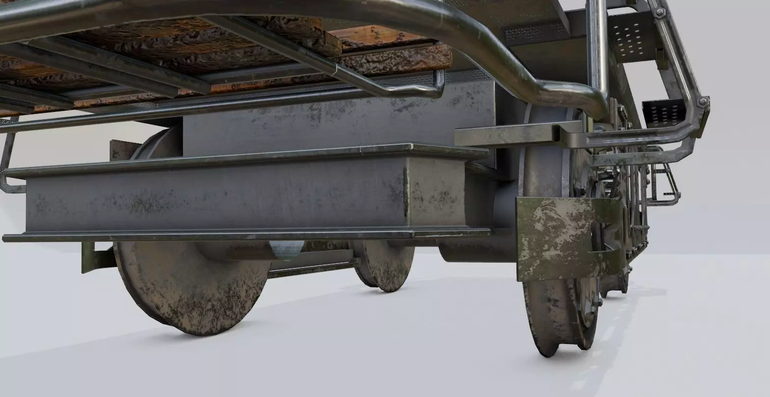 train wheels with pbr textures Low-poly 3D model_0