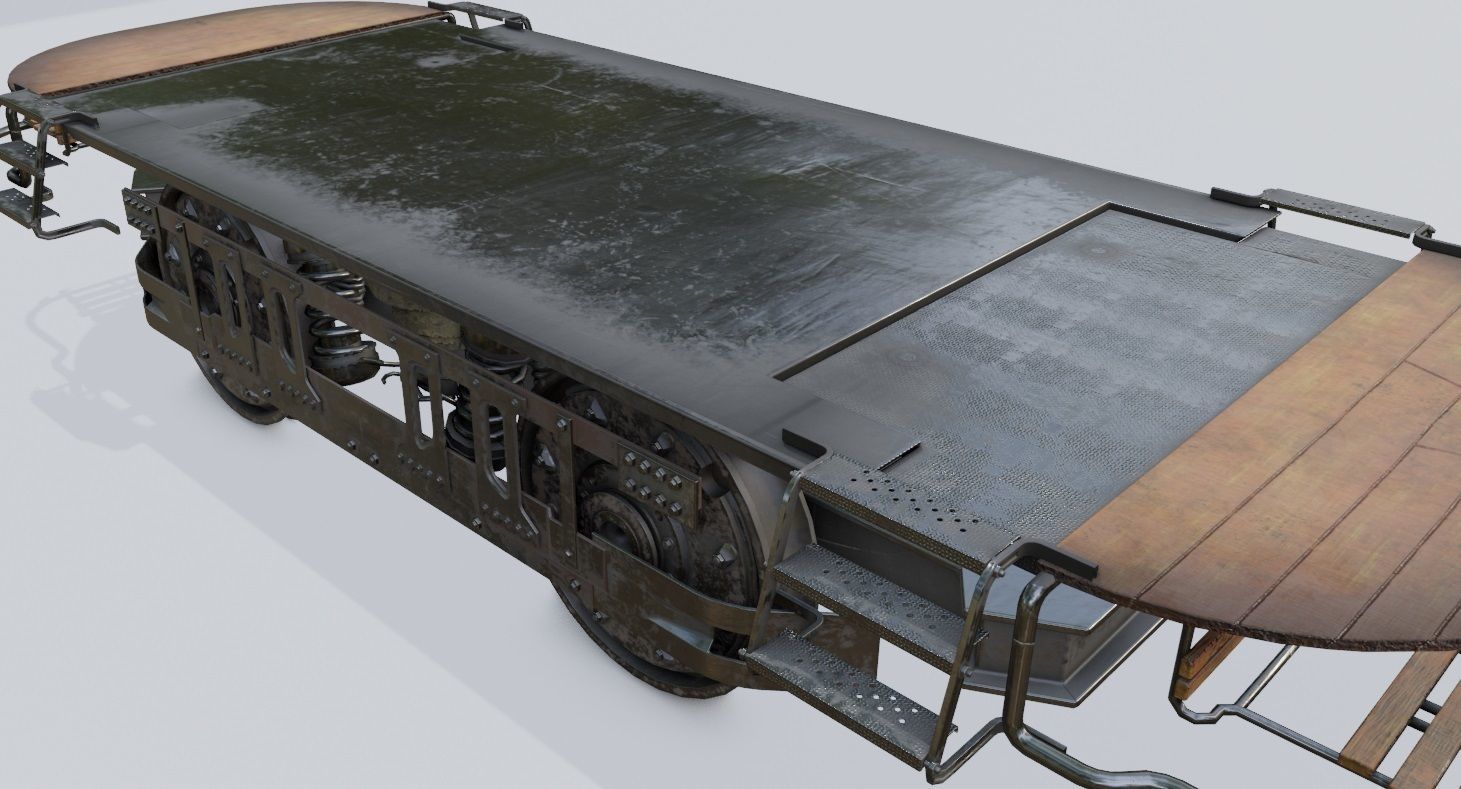 train wheels with pbr textures Low-poly 3D model_5