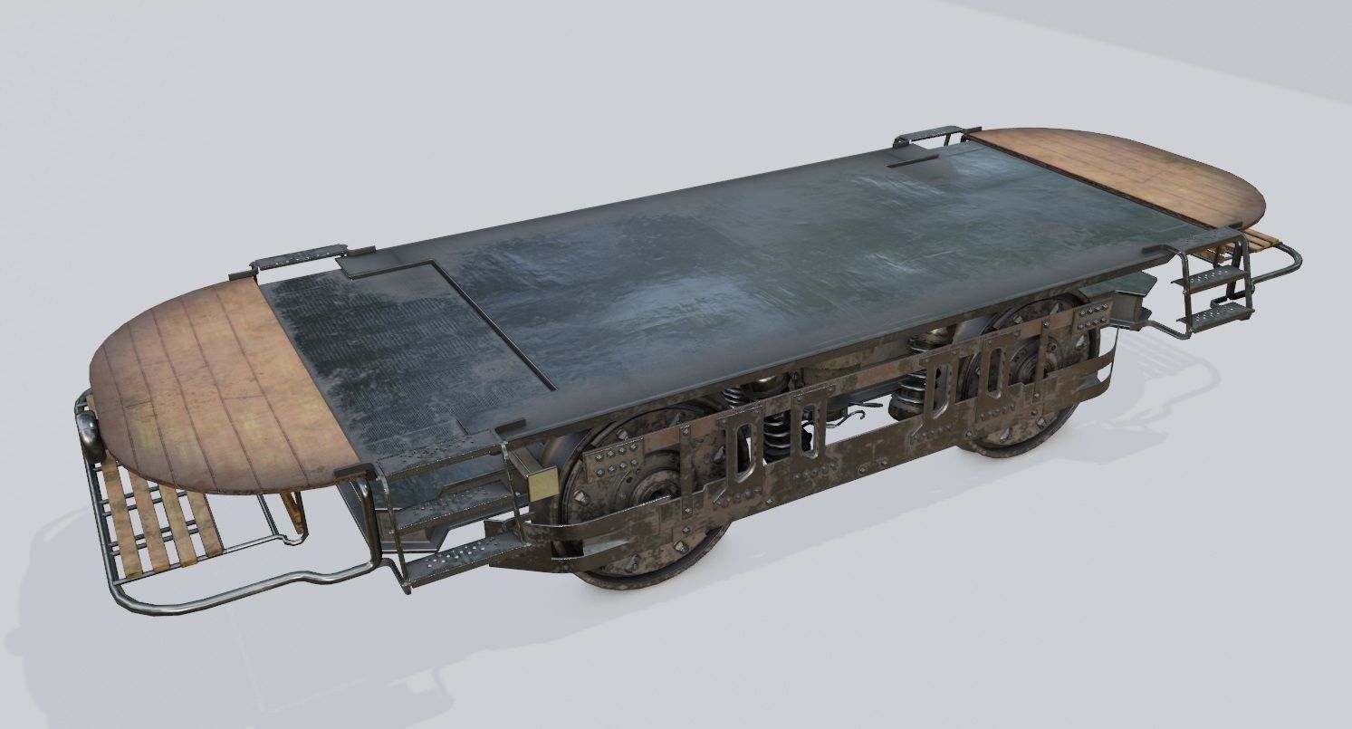 train wheels with pbr textures Low-poly 3D model_3