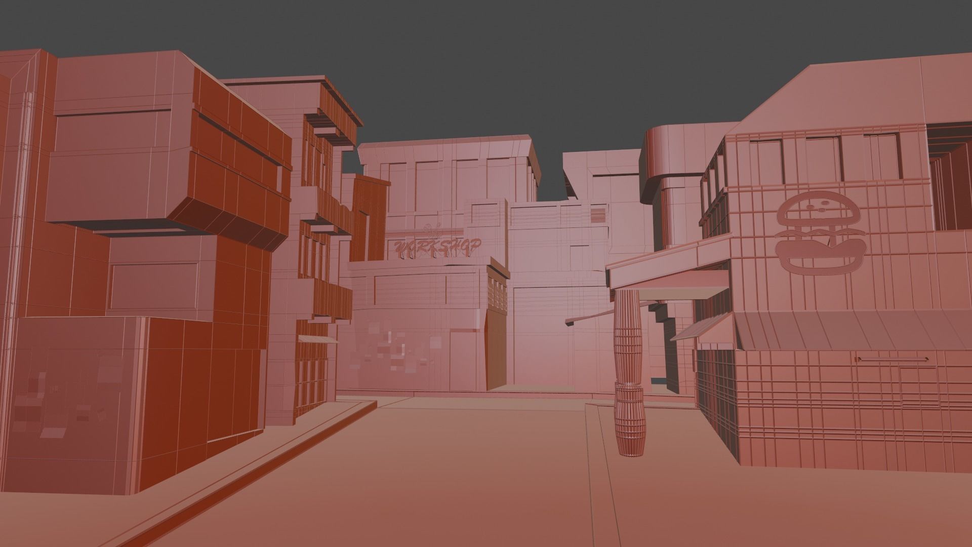 Dark city Low-poly 3D model_10