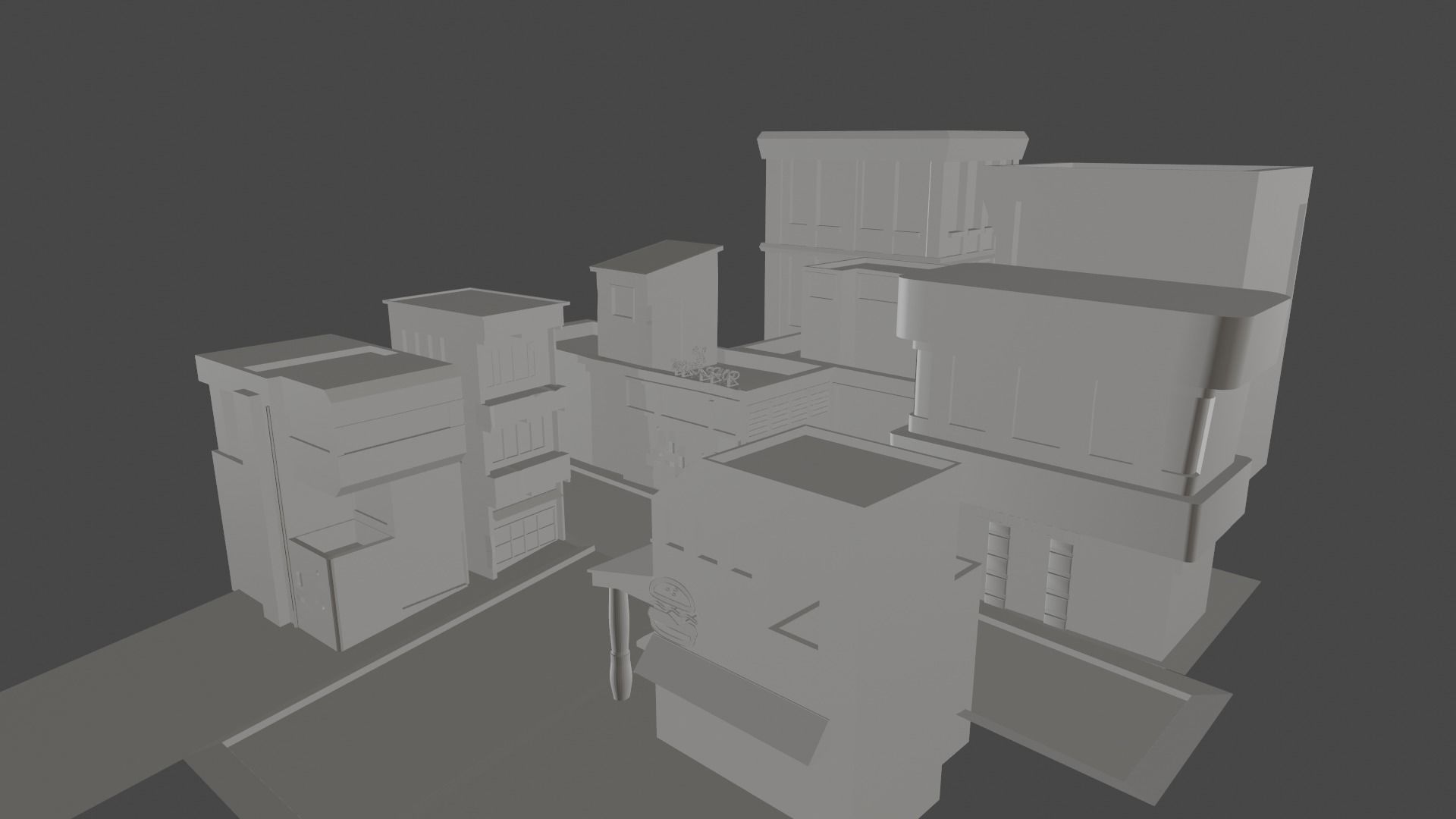 Dark city Low-poly 3D model_7