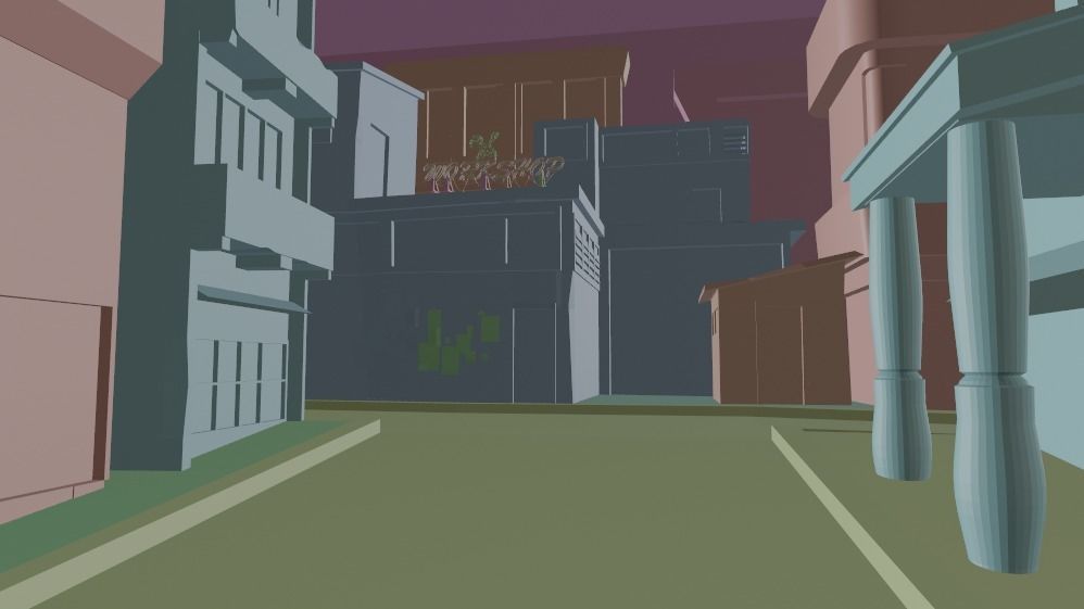 Dark city Low-poly 3D model_14