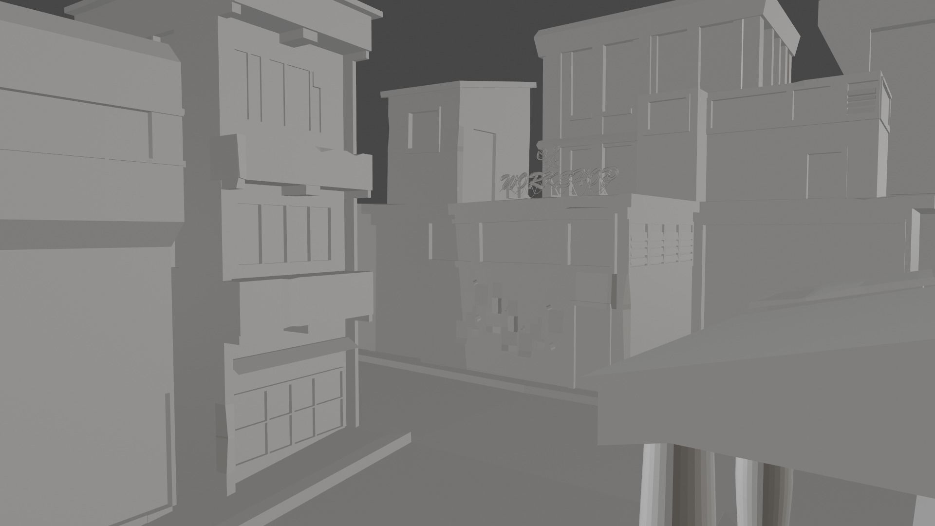 Dark city Low-poly 3D model_8