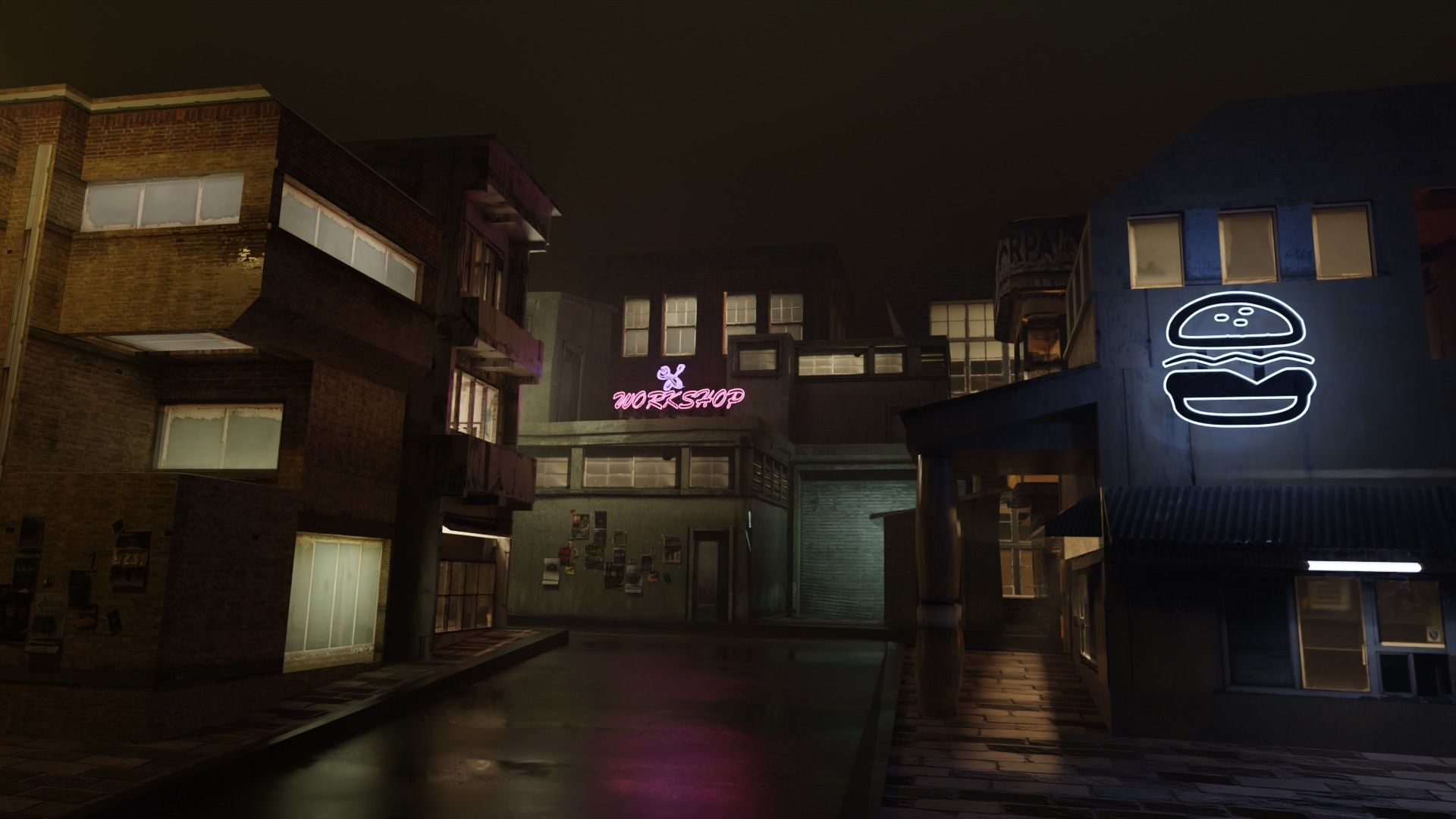 Dark city Low-poly 3D model_1