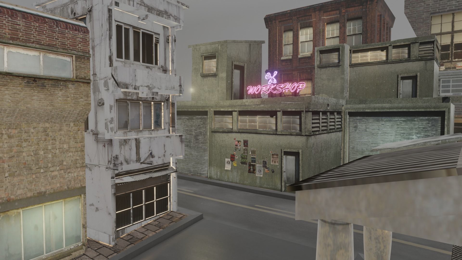 Dark city Low-poly 3D model_5