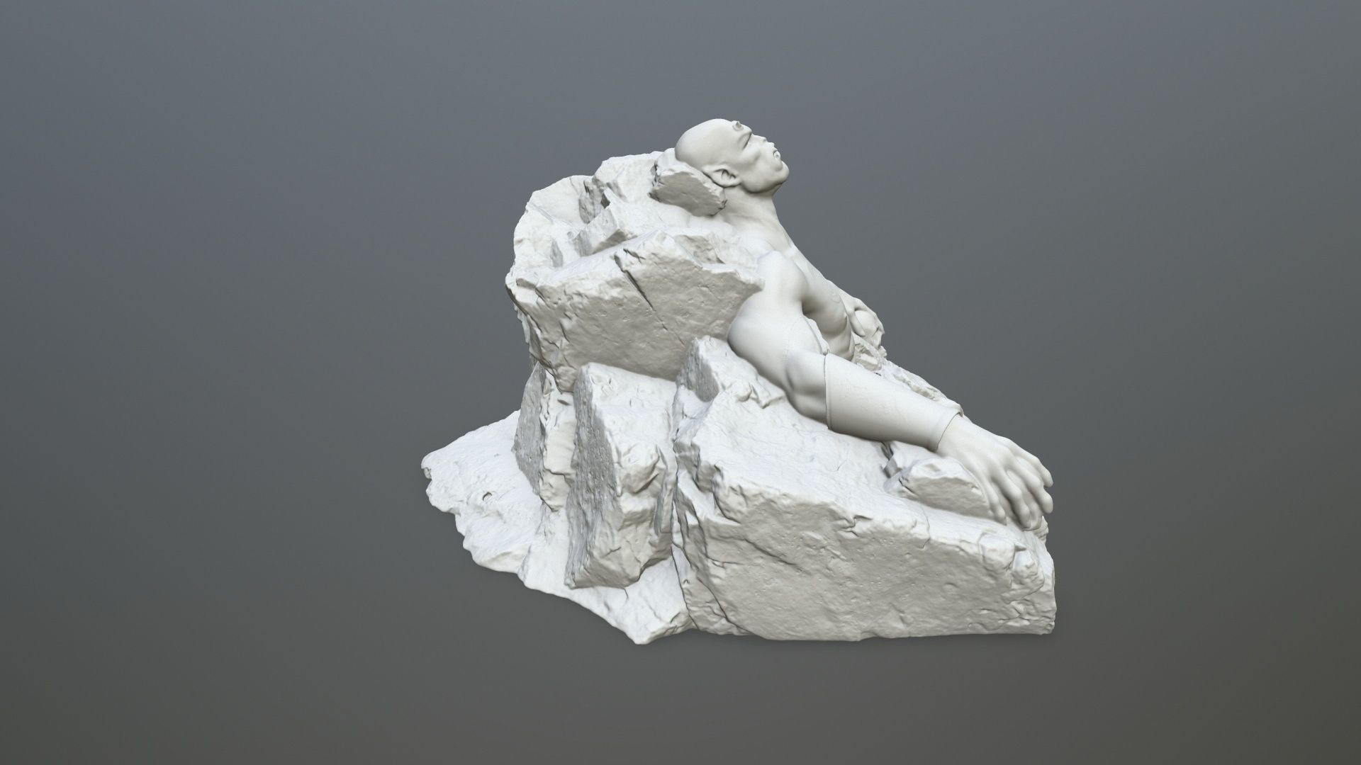 StoneWorrior statue of man on rock 3D print model_2