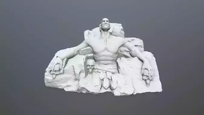 StoneWorrior statue of man on rock 3D print model