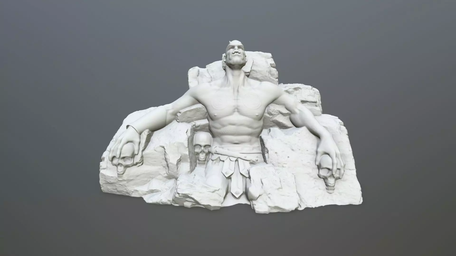 StoneWorrior statue of man on rock 3D print model_0