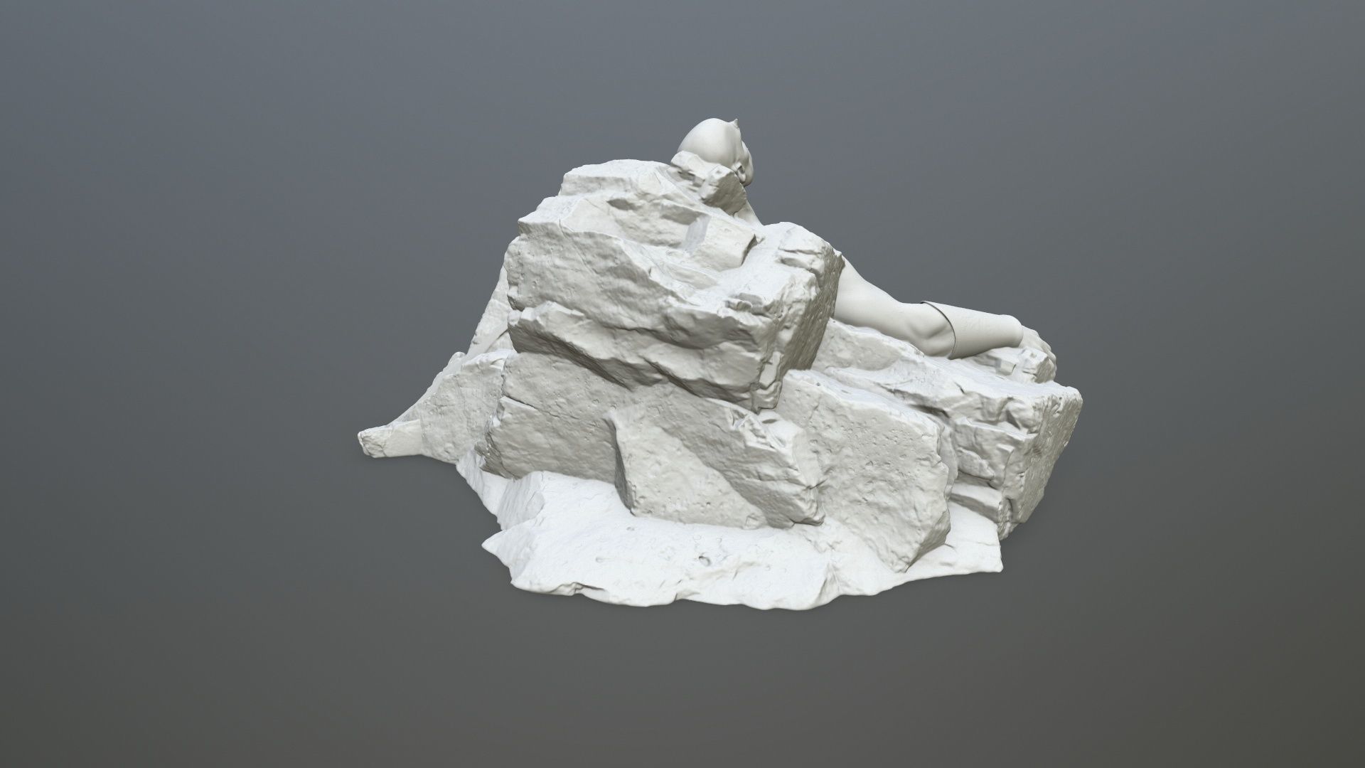 StoneWorrior statue of man on rock 3D print model_3