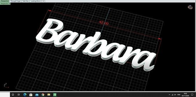 Name Necklace Barbara length 42 mm 3D print model