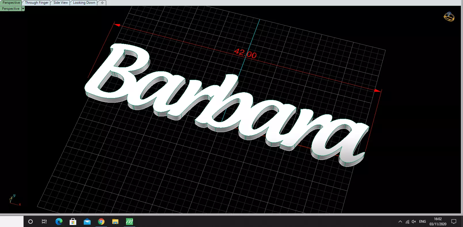 Name Necklace Barbara length 42 mm 3D print model