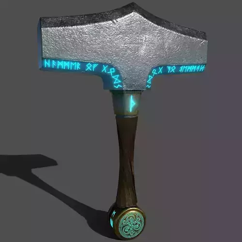 Mjolnir Hammer of Thor lowpoly Low-poly 3D model