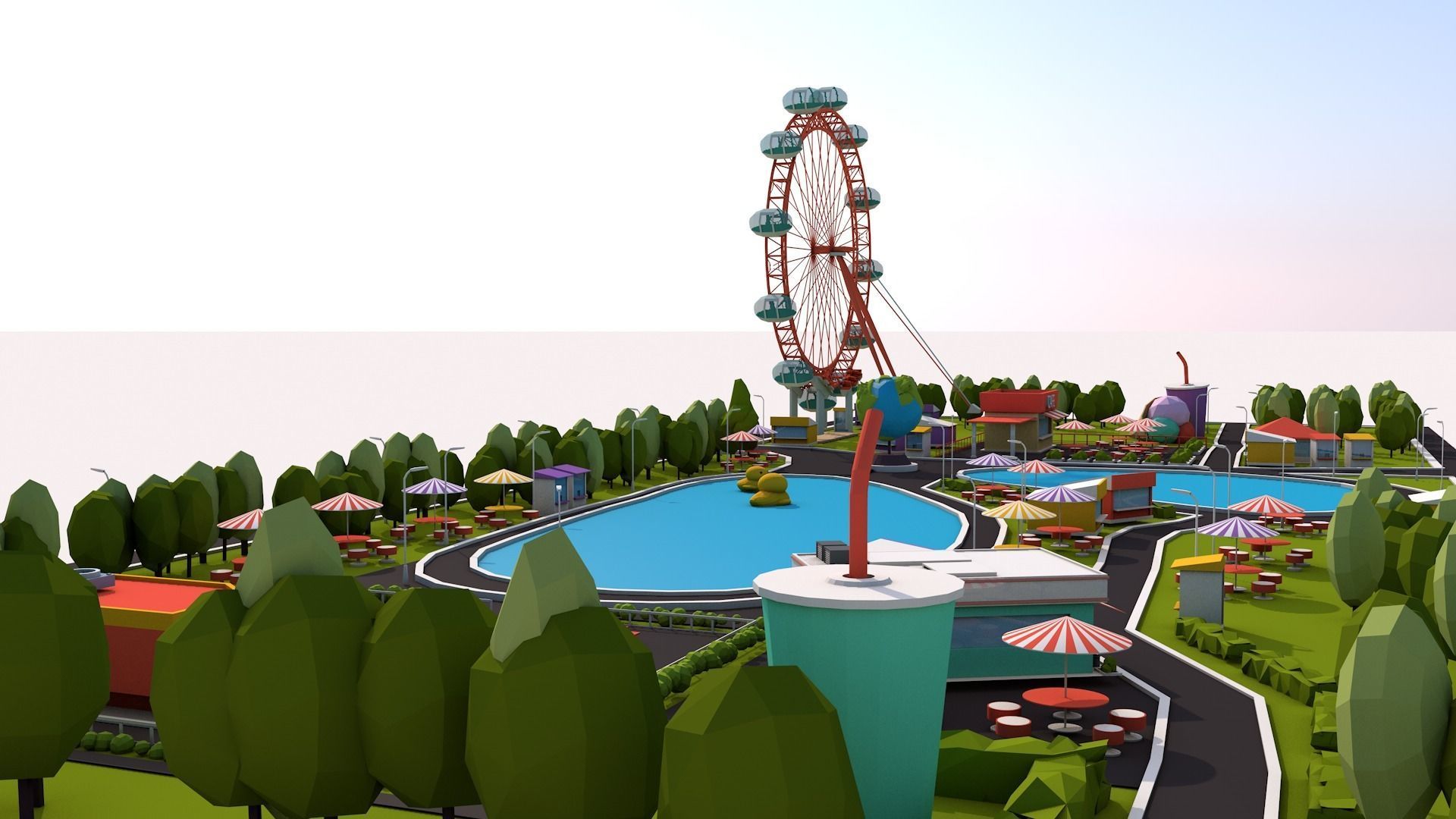 Cartoon Low Poly Park Illustration Low-poly 3D model_7