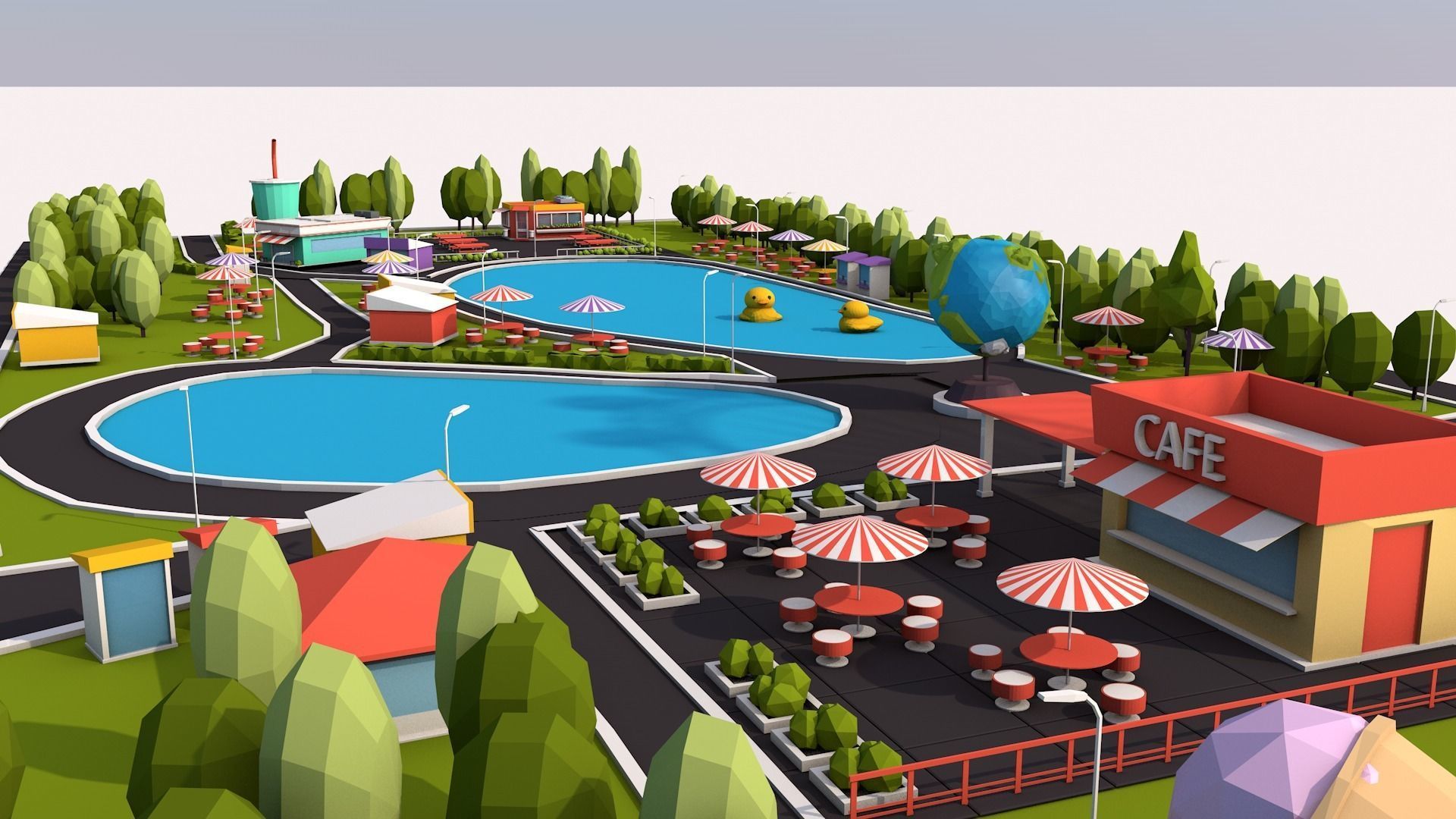 Cartoon Low Poly Park Illustration Low-poly 3D model_6