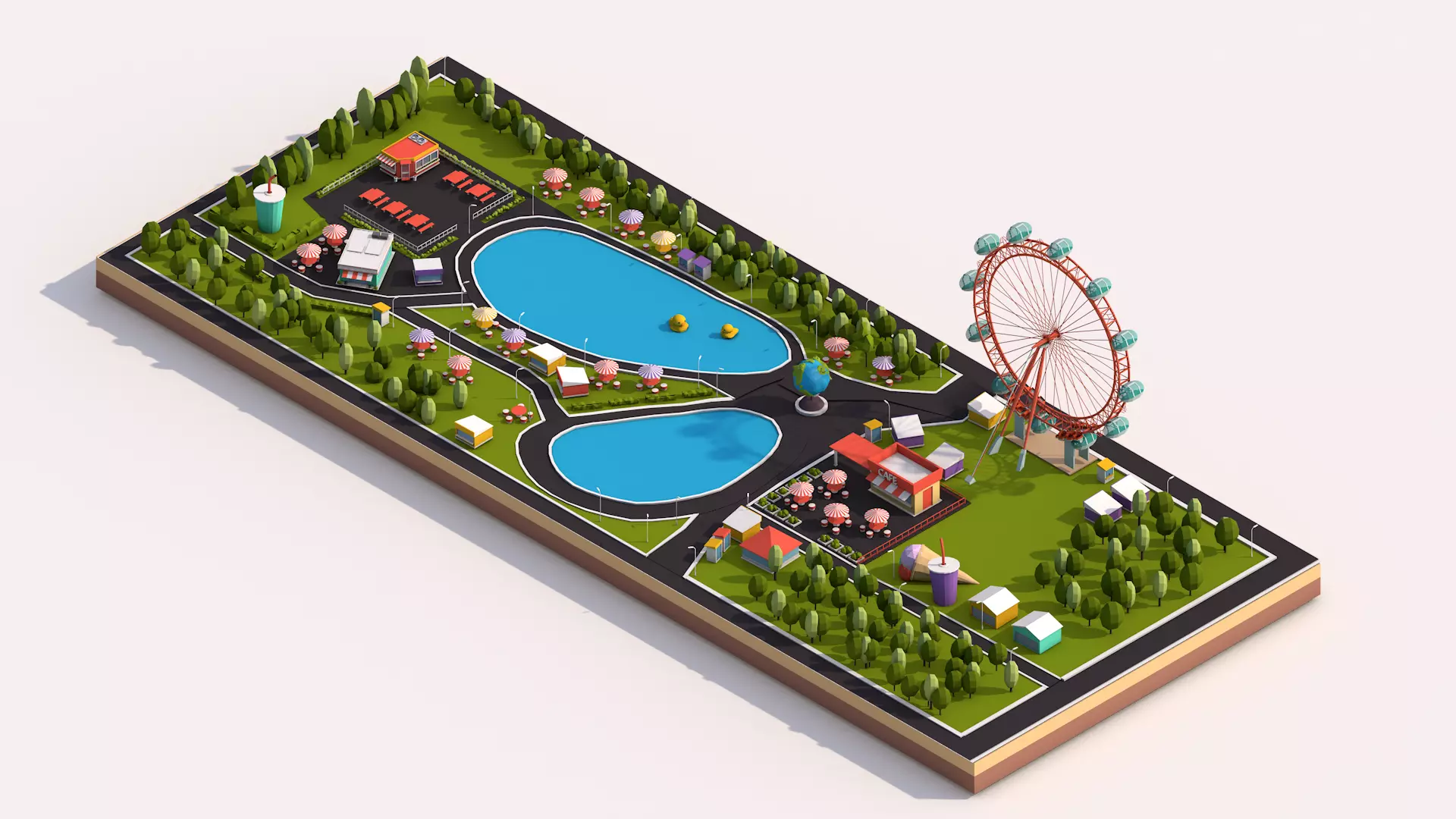 Cartoon Low Poly Park Illustration Low-poly 3D model_0