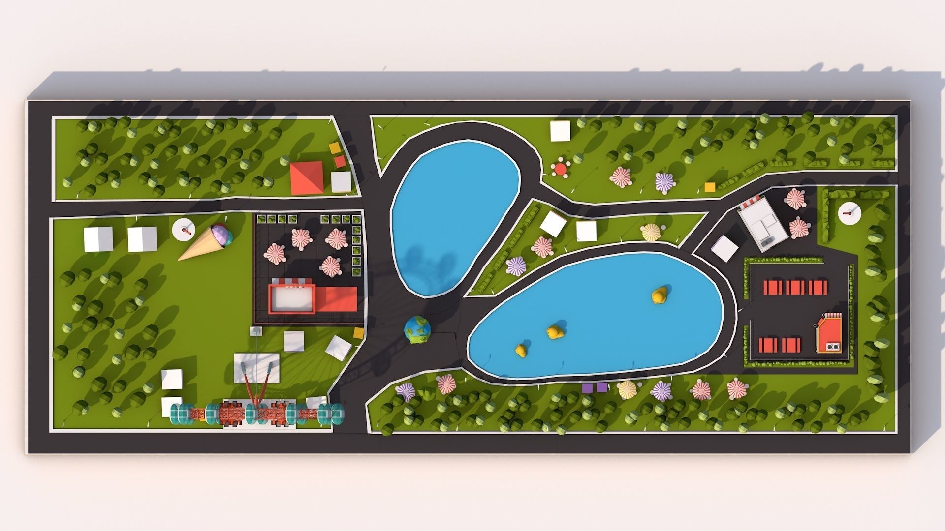 Cartoon Low Poly Park Illustration Low-poly 3D model_1