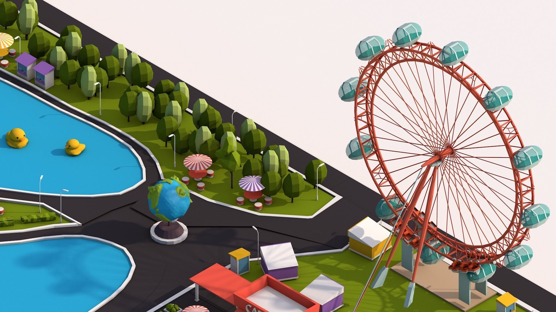 Cartoon Low Poly Park Illustration Low-poly 3D model_5