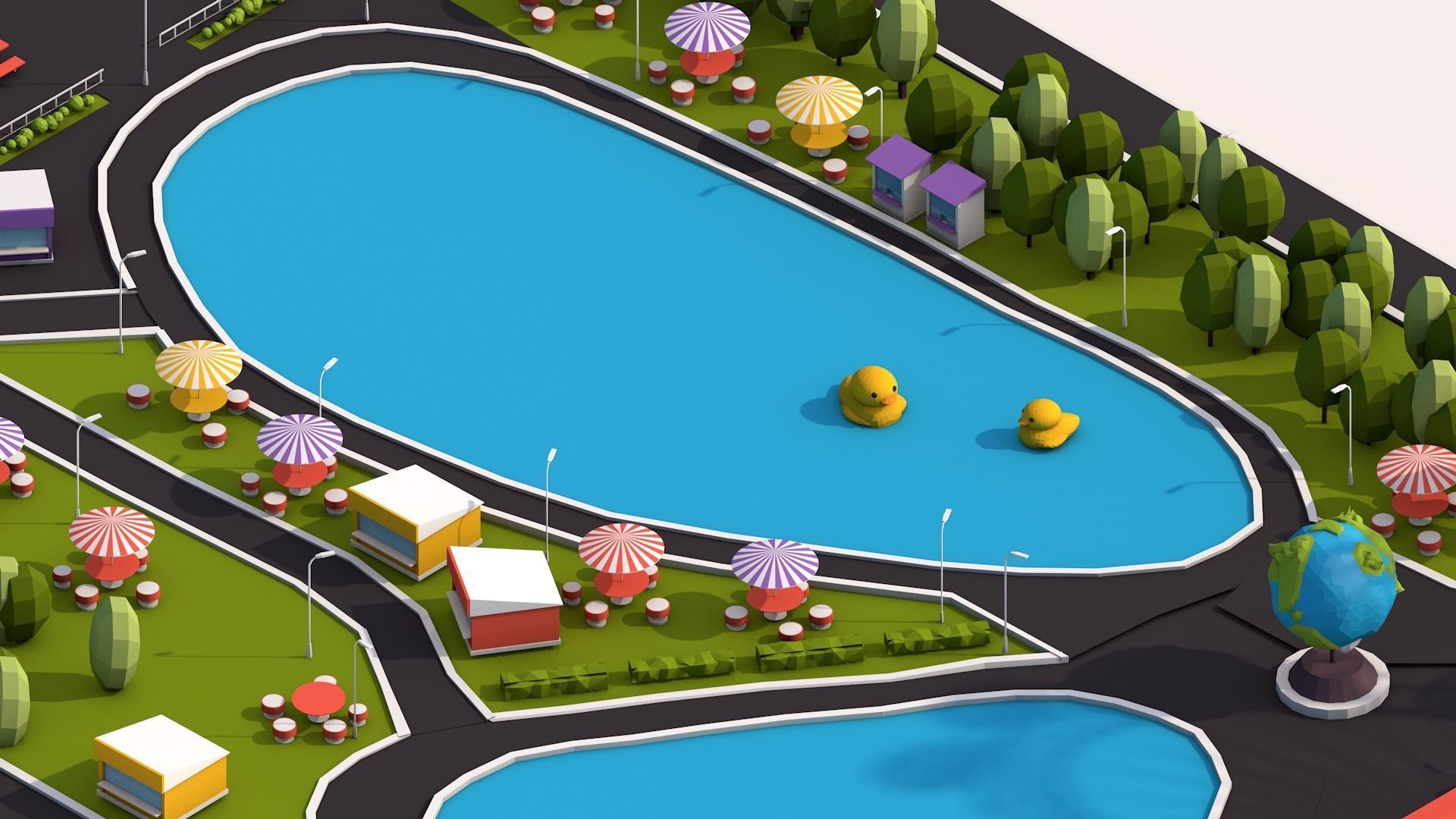 Cartoon Low Poly Park Illustration Low-poly 3D model_2