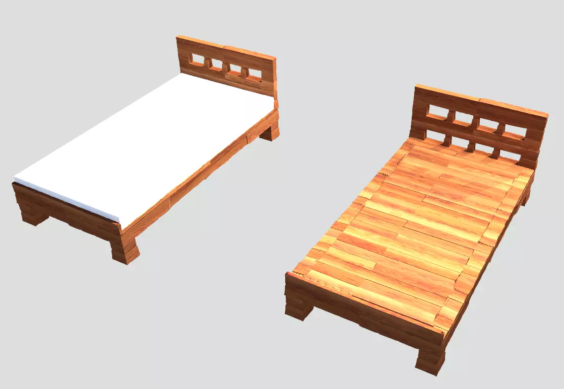 Simple Bed Free low-poly 3D model