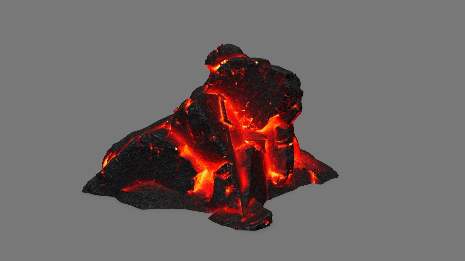 StoneWorrior lava sculpture Low-poly 3D model_6