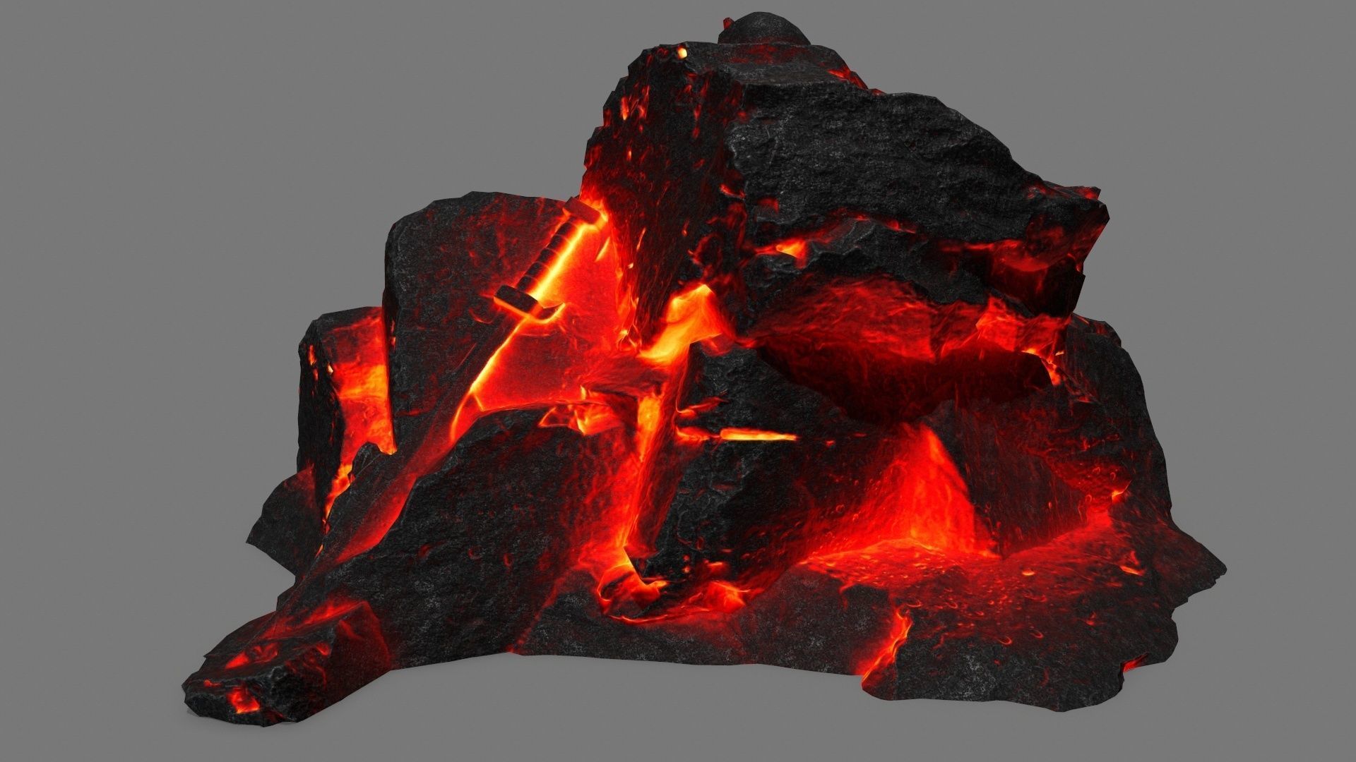 StoneWorrior lava sculpture Low-poly 3D model_11