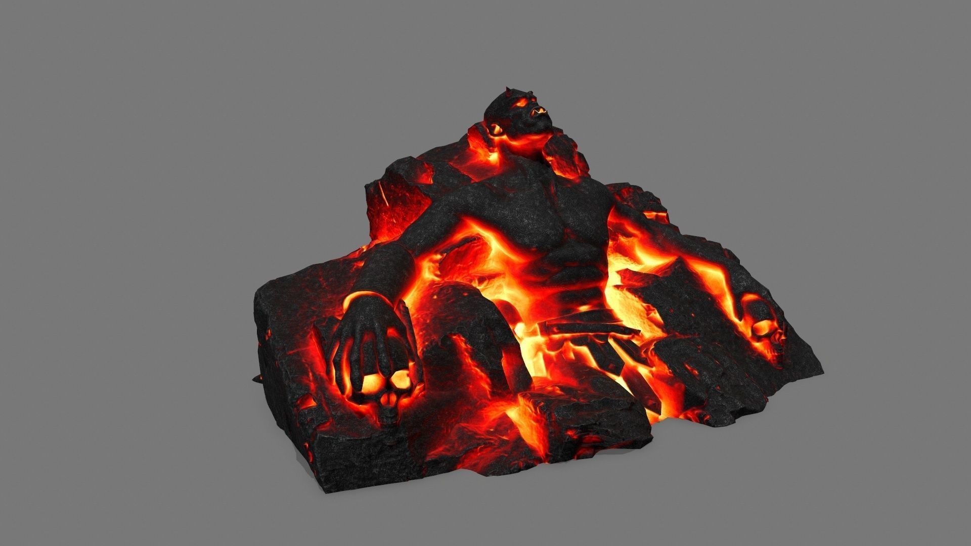 StoneWorrior lava sculpture Low-poly 3D model_1