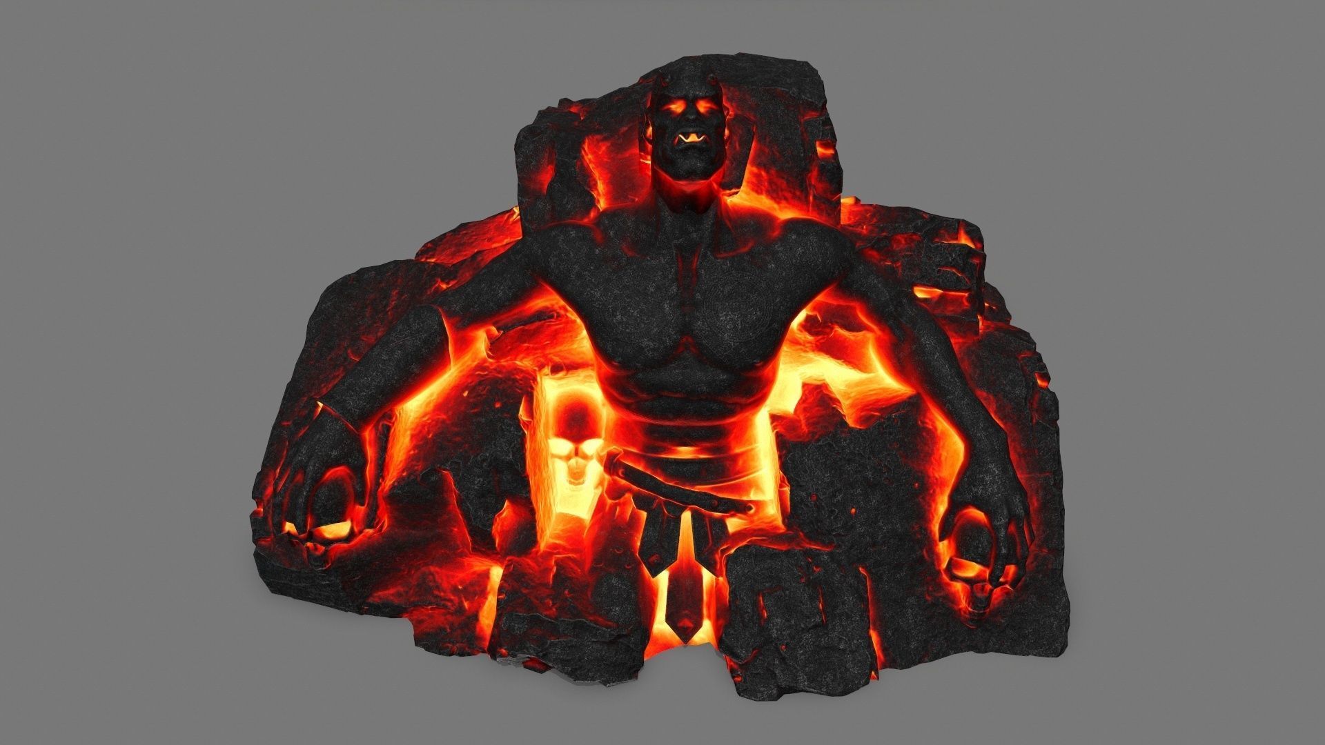 StoneWorrior lava sculpture Low-poly 3D model_9