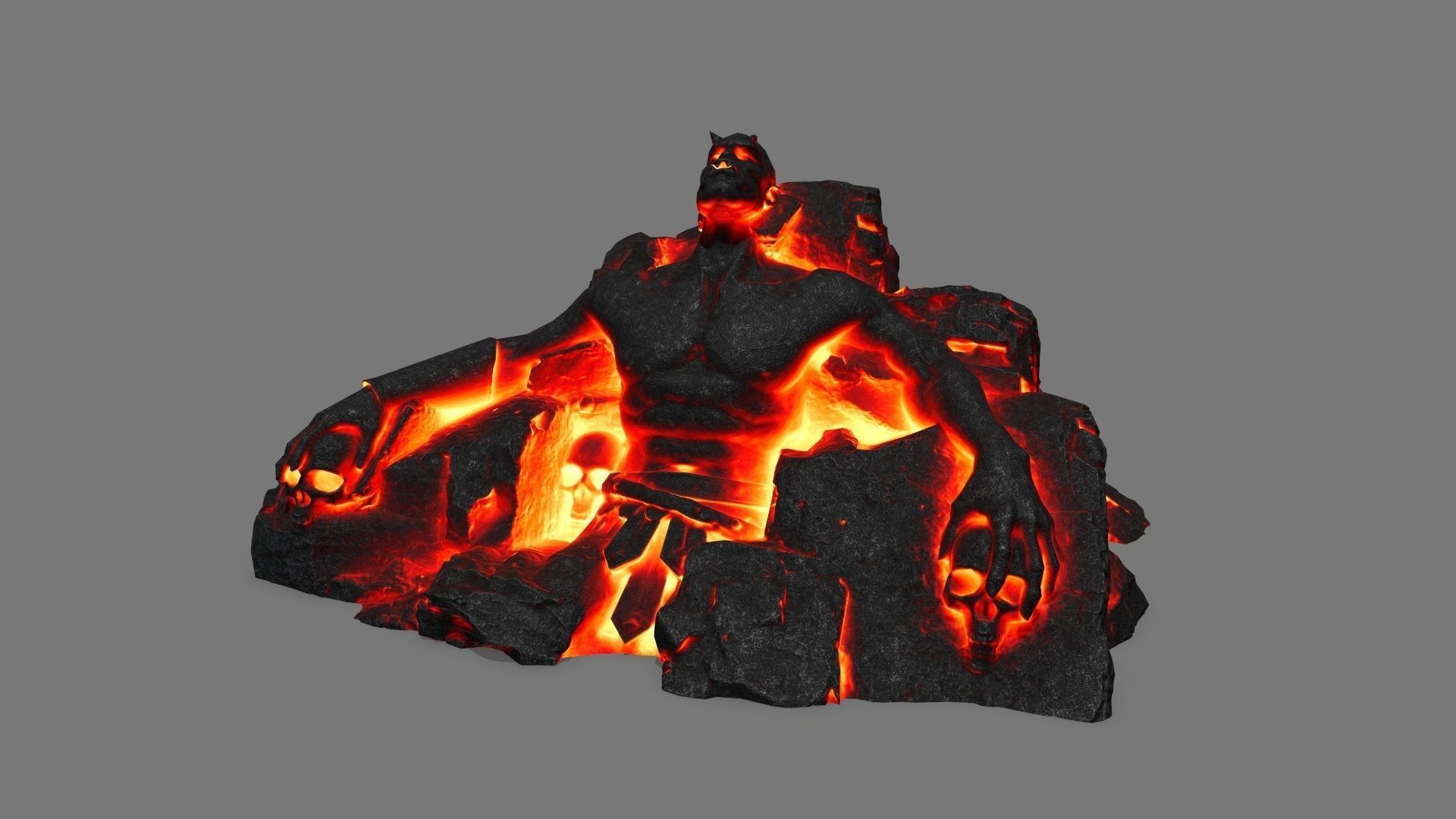StoneWorrior lava sculpture Low-poly 3D model_8