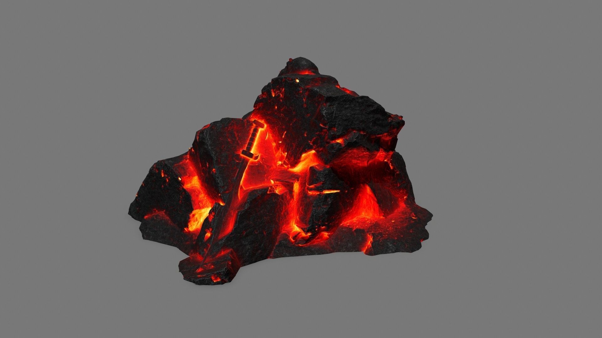 StoneWorrior lava sculpture Low-poly 3D model_5