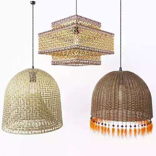 RotanLampSet2 rattan pendant light