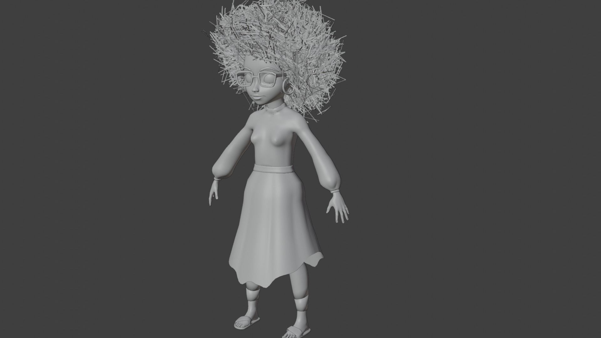 female girl with hair Low-poly 3D model_4