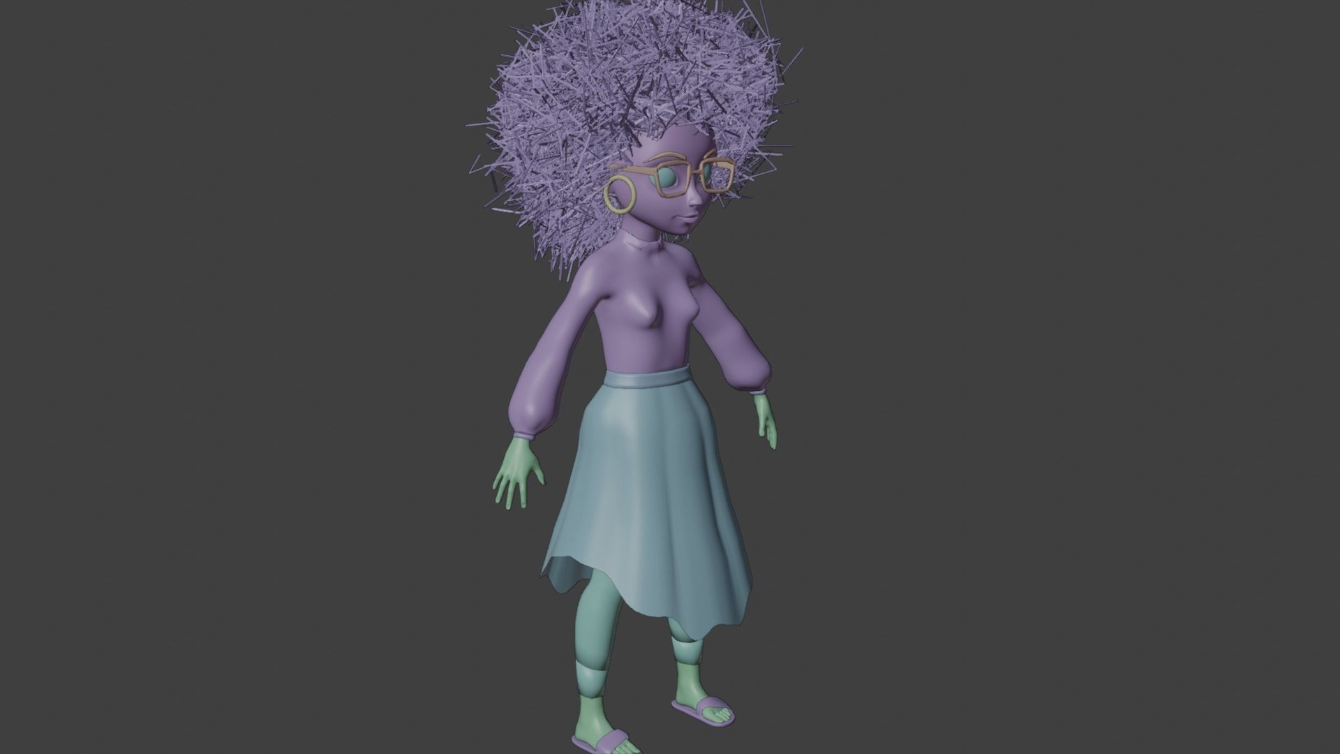 female girl with hair Low-poly 3D model_5