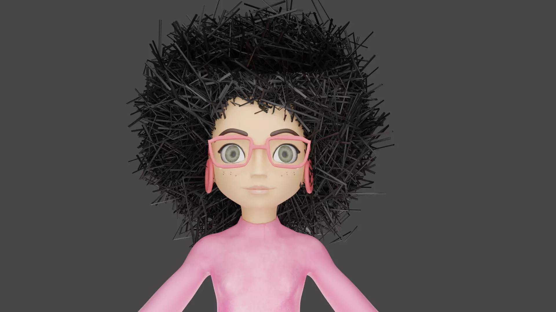 female girl with hair Low-poly 3D model_0