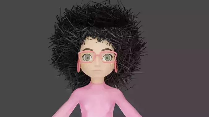 female girl with hair Low-poly 3D model