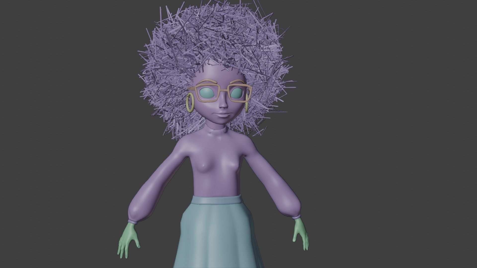 female girl with hair Low-poly 3D model_2