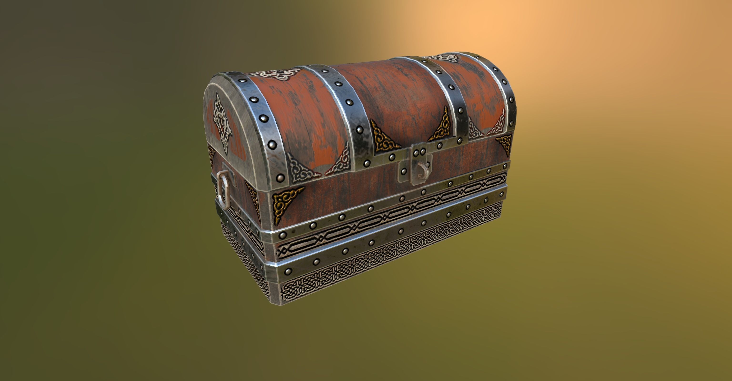 Chest of treasures Low-poly 3D model_1