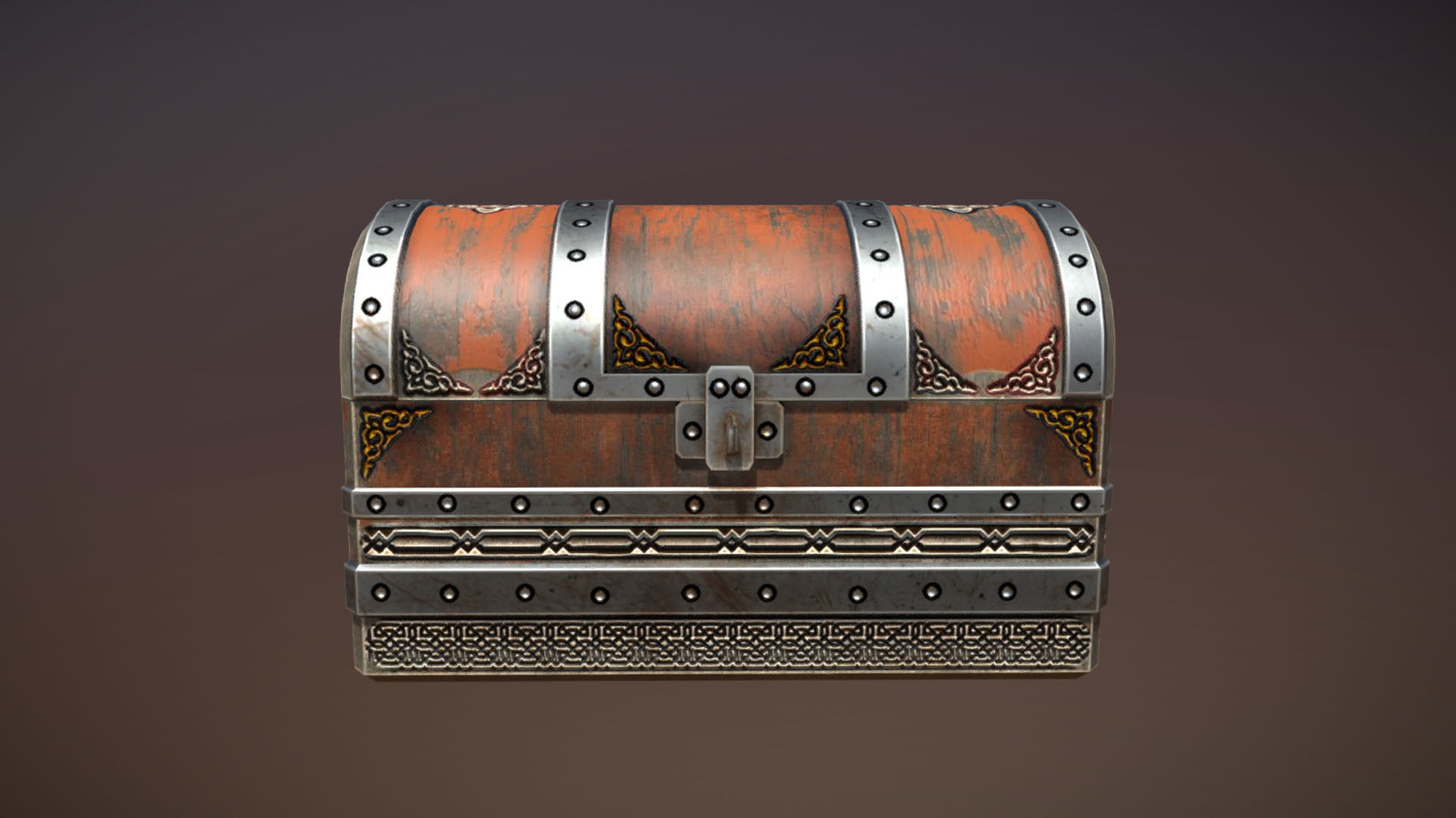 Chest of treasures Low-poly 3D model_6