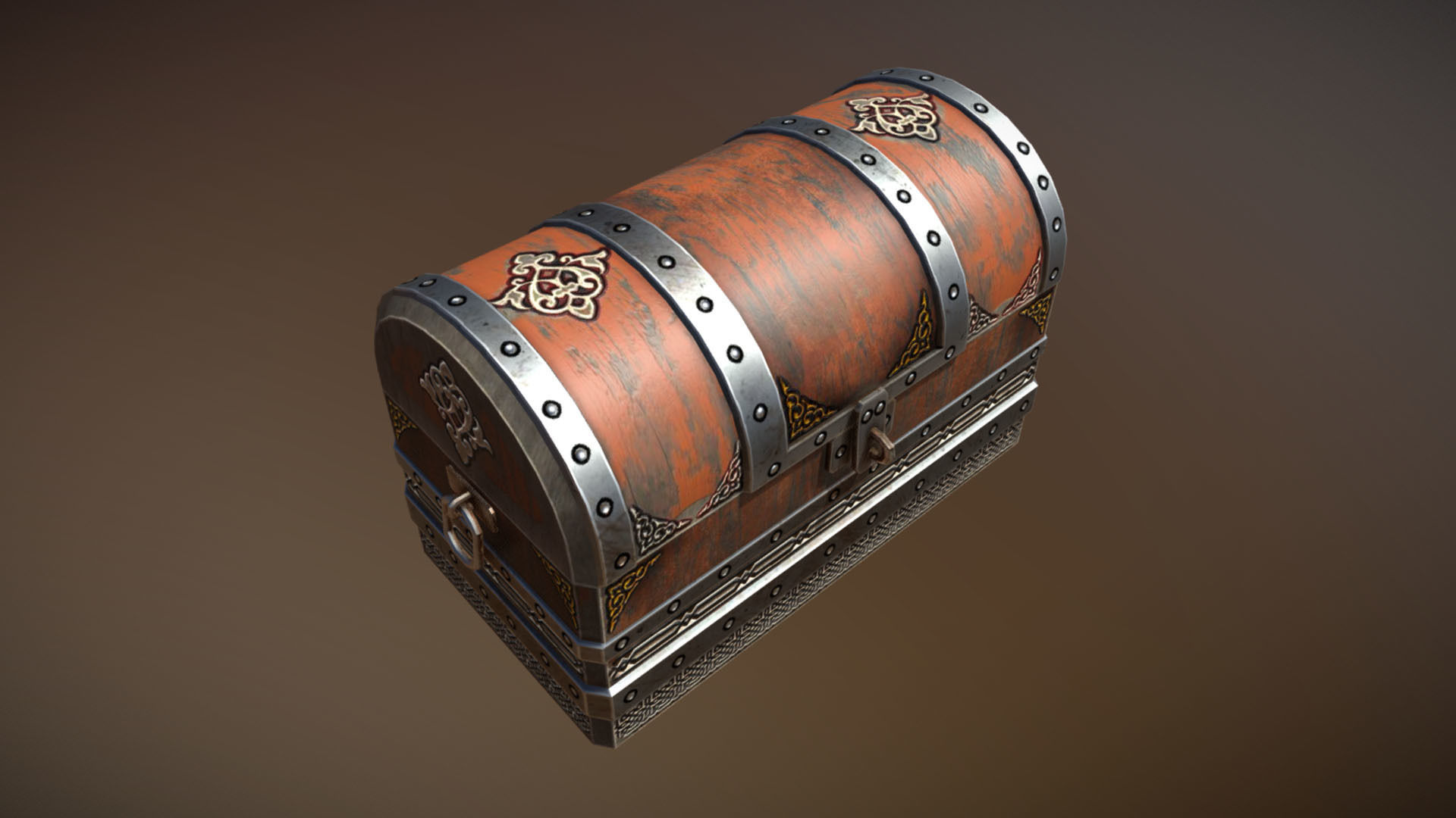 Chest of treasures Low-poly 3D model_5