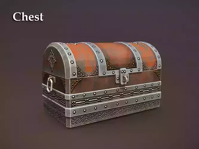 Chest of treasures Low-poly 3D model