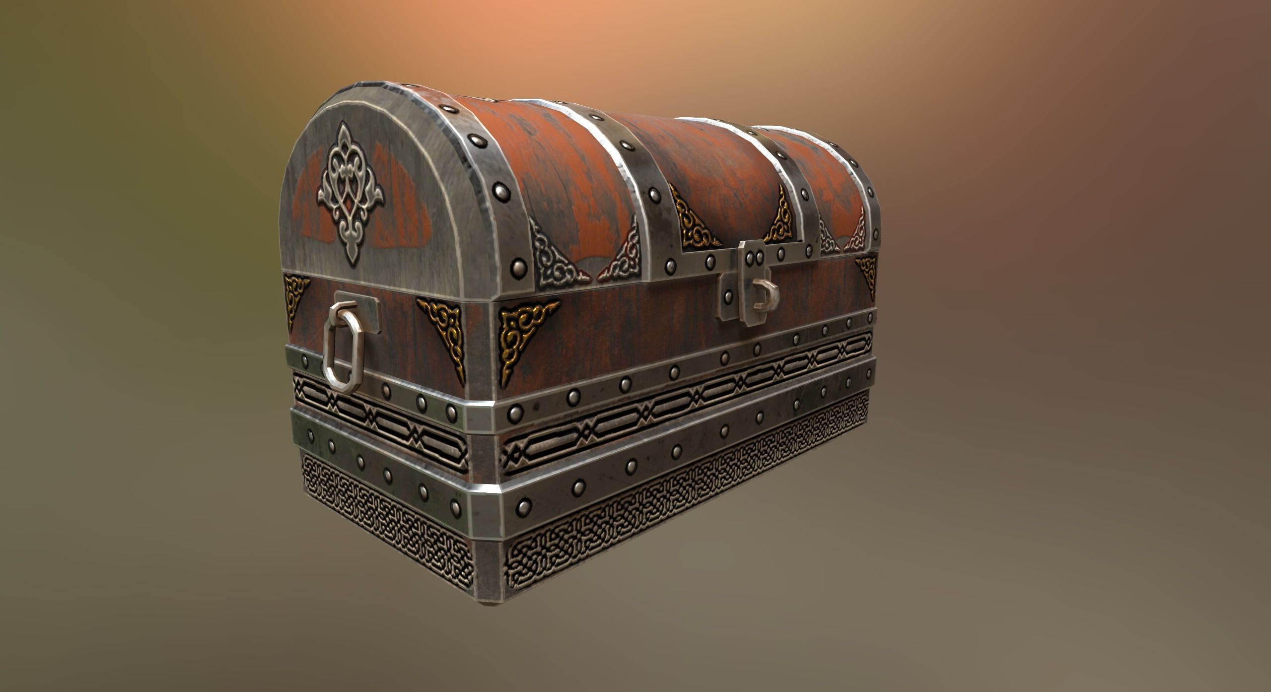 Chest of treasures Low-poly 3D model_3