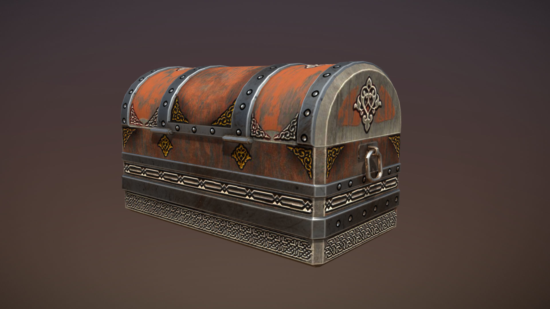 Chest of treasures Low-poly 3D model_7