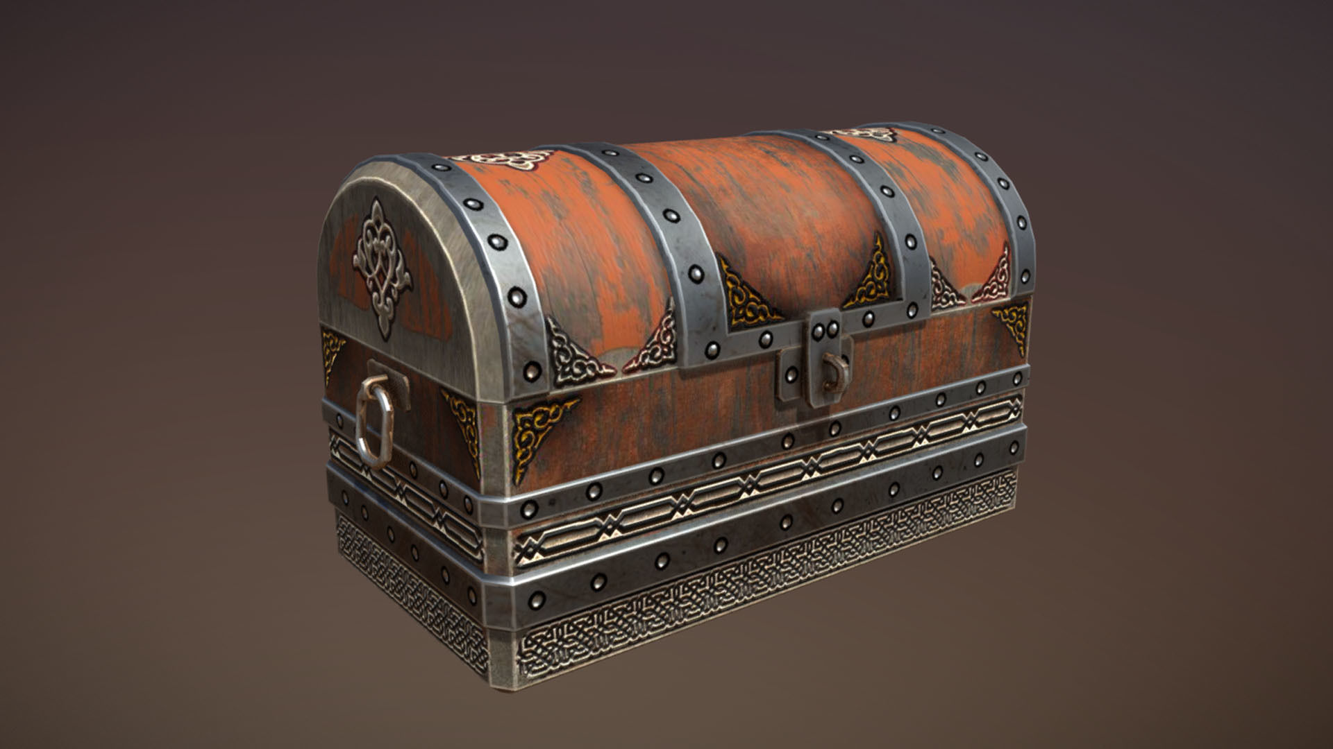 Chest of treasures Low-poly 3D model_4